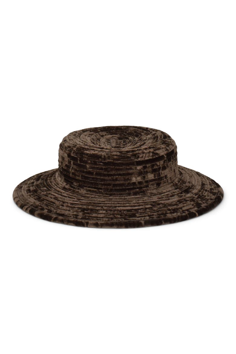 Dominique Crushed Velvet Hat, Main, color, CRUSHED VELVET CHOCOLATE