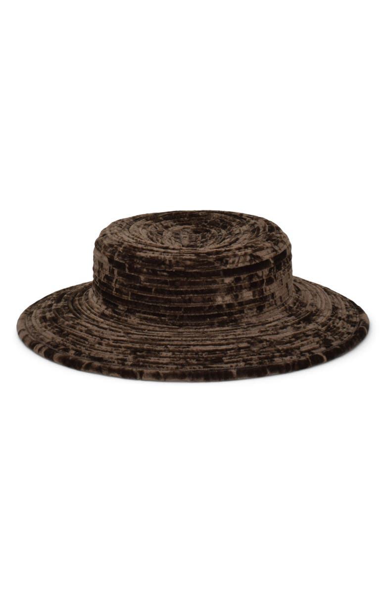 Gigi Burris Millinery Dominique Crushed Velvet Hat, Main, color, Crushed Velvet Chocolate