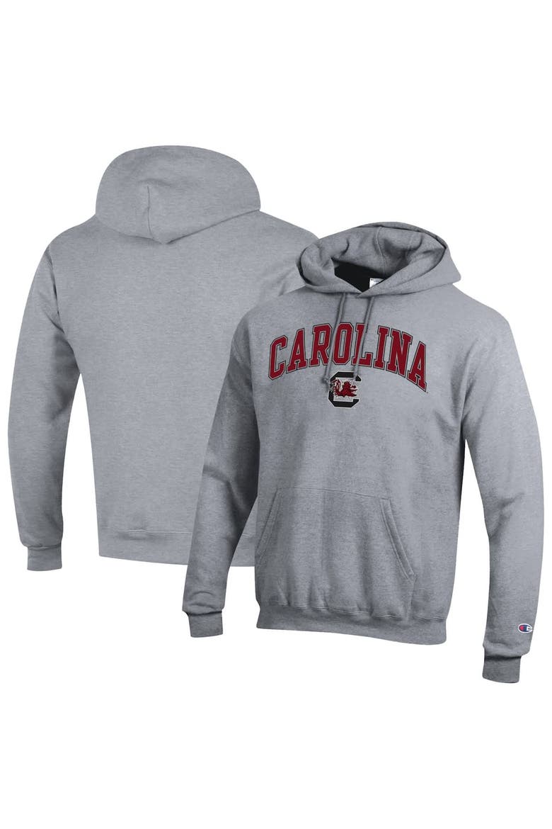 Men's Champion  Heather Gray South Carolina Gamecocks Arch Over Logo Pullover Hoodie, Alternate, color, Heather Gray