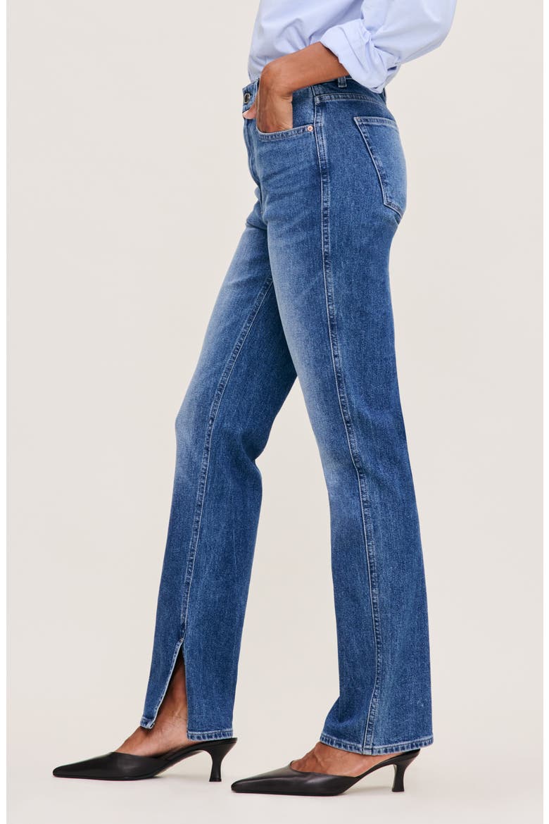 Patti Side Slit Straight Leg High Rise Jeans, Alternate, color, NORTH CURRENT VINTAGE