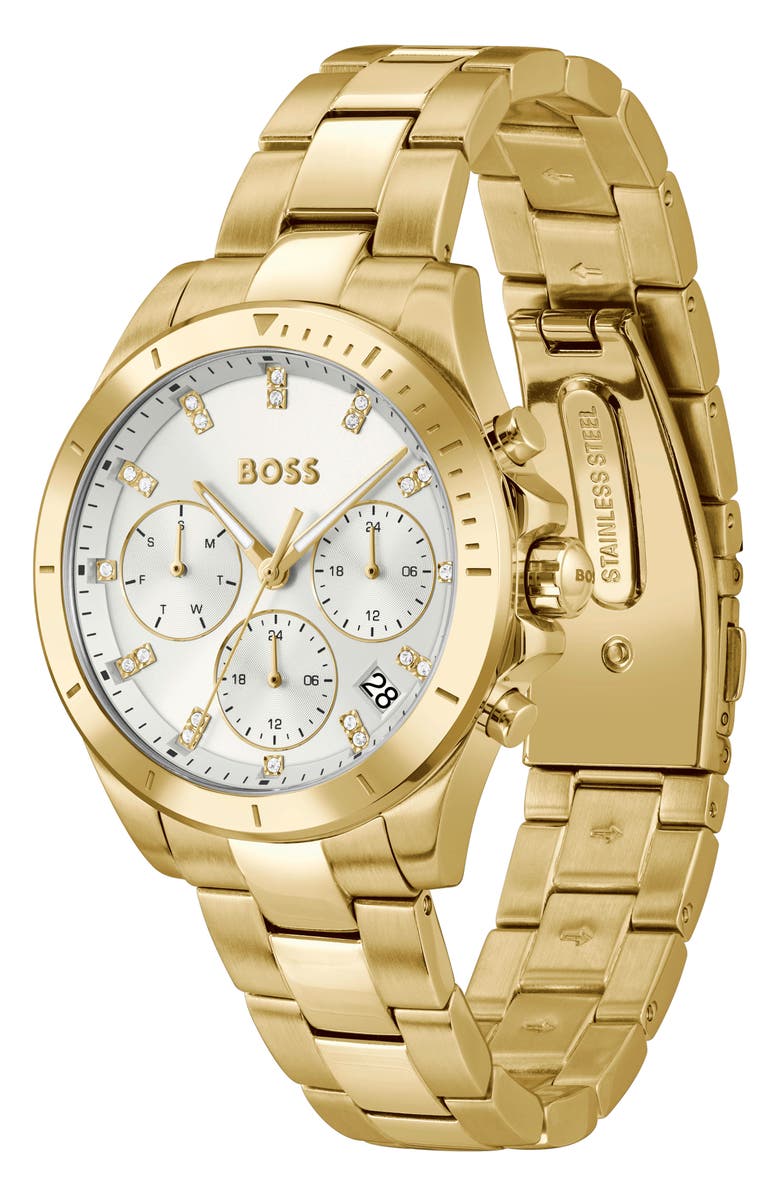 BOSS Alley Chronograph Bracelet Watch, 36mm, Alternate, color, Silver/ Gold