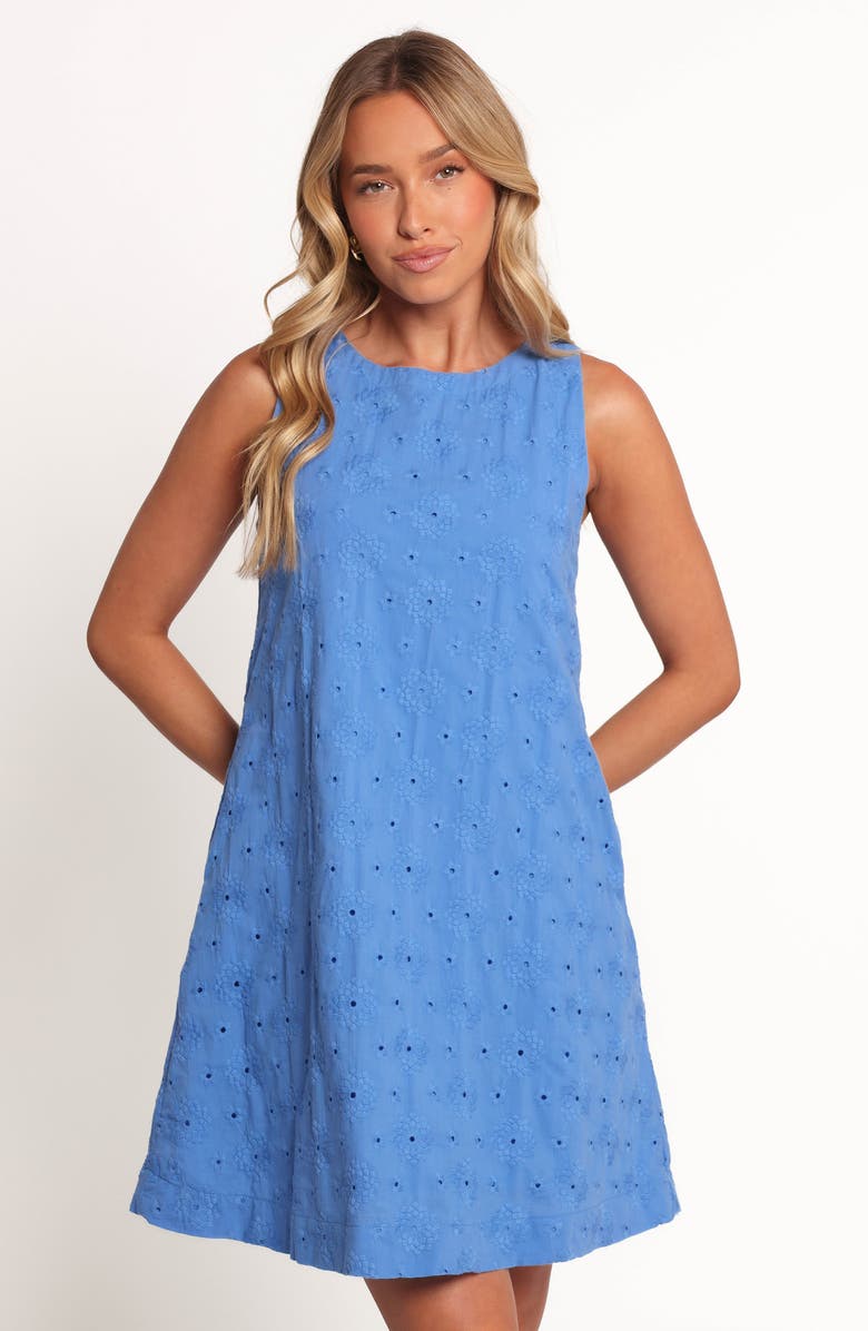 Petal & Pup Zita Eyelet Embroidery Sleeveless Shift Dress, Alternate, color, Cobalt
