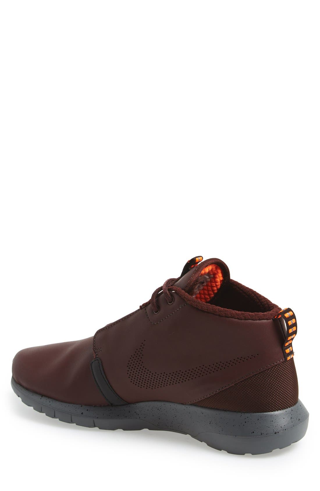 'Roshe Run Premium' Water Resistant Leather Sneaker Boot, Alternate, color, BARKROOT BROWN/ CEDAR/ CRIMSON