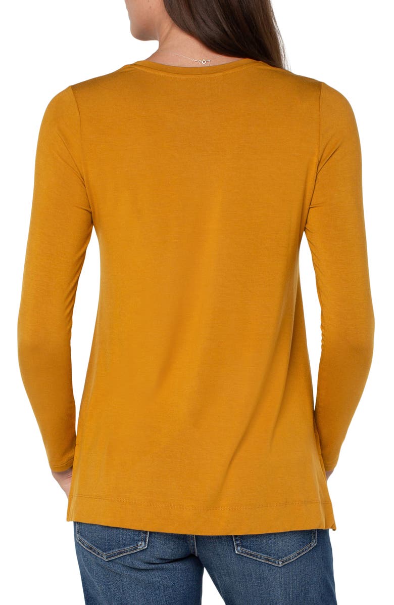 Liverpool Los Angeles High-Low Long Sleeve Top, Alternate, color, Mustard