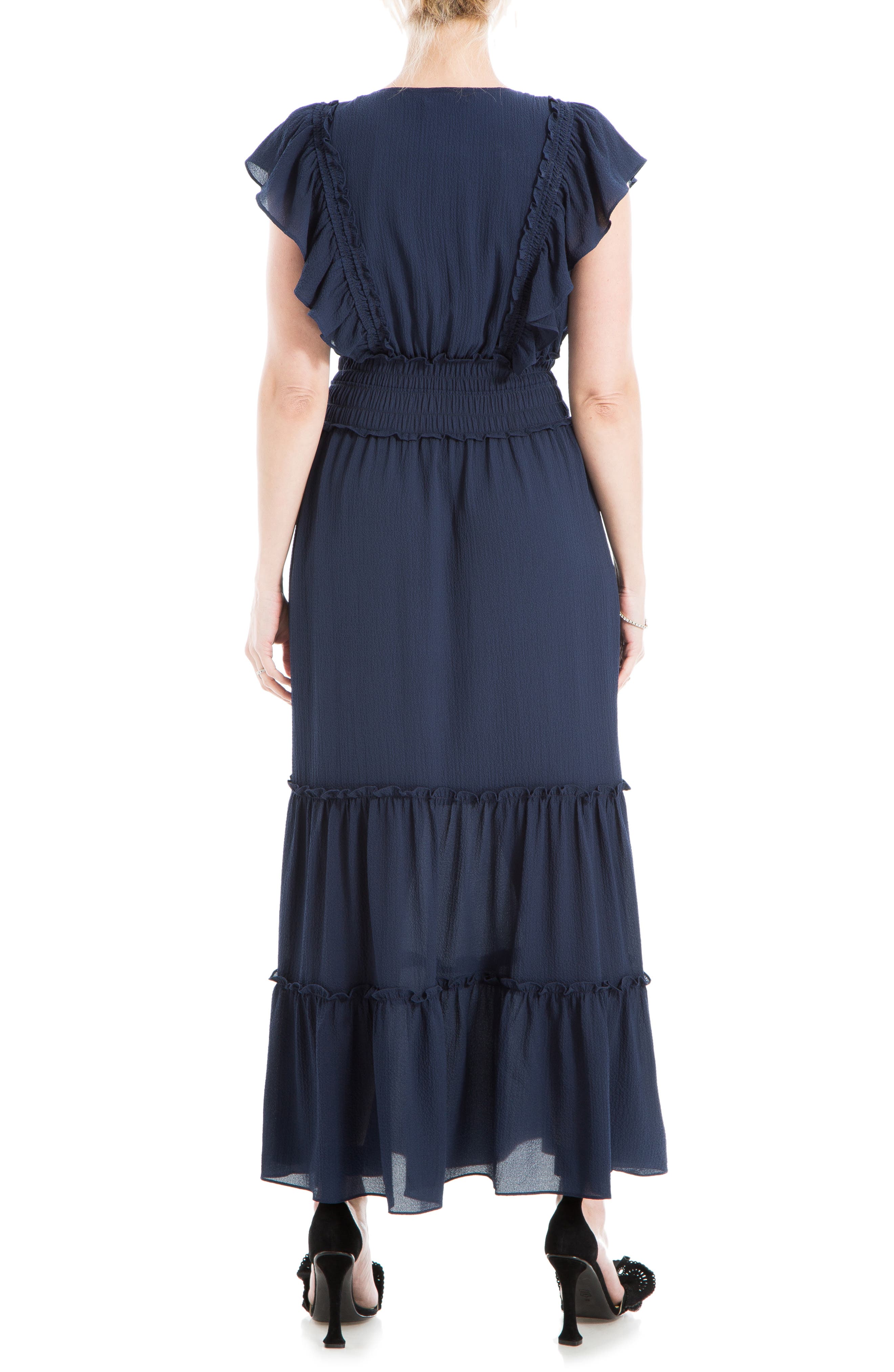 Pebble Crepe Flutter Sleeve Maxi Dress - image 4