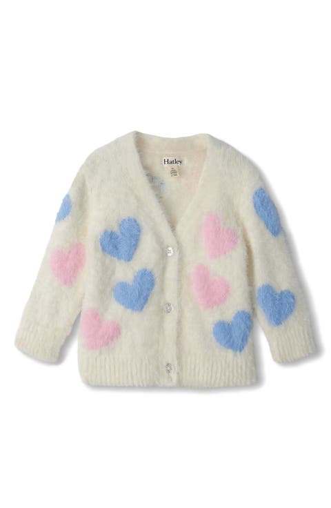 Kids' Jumbo Hearts Fuzzy Cardigan