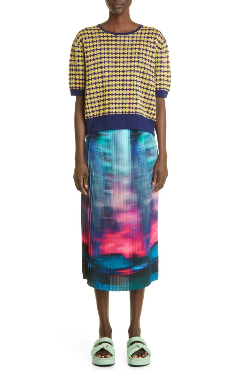 Dries Van Noten Sarean Pleated Crepe Midi Skirt, Alternate, color, 