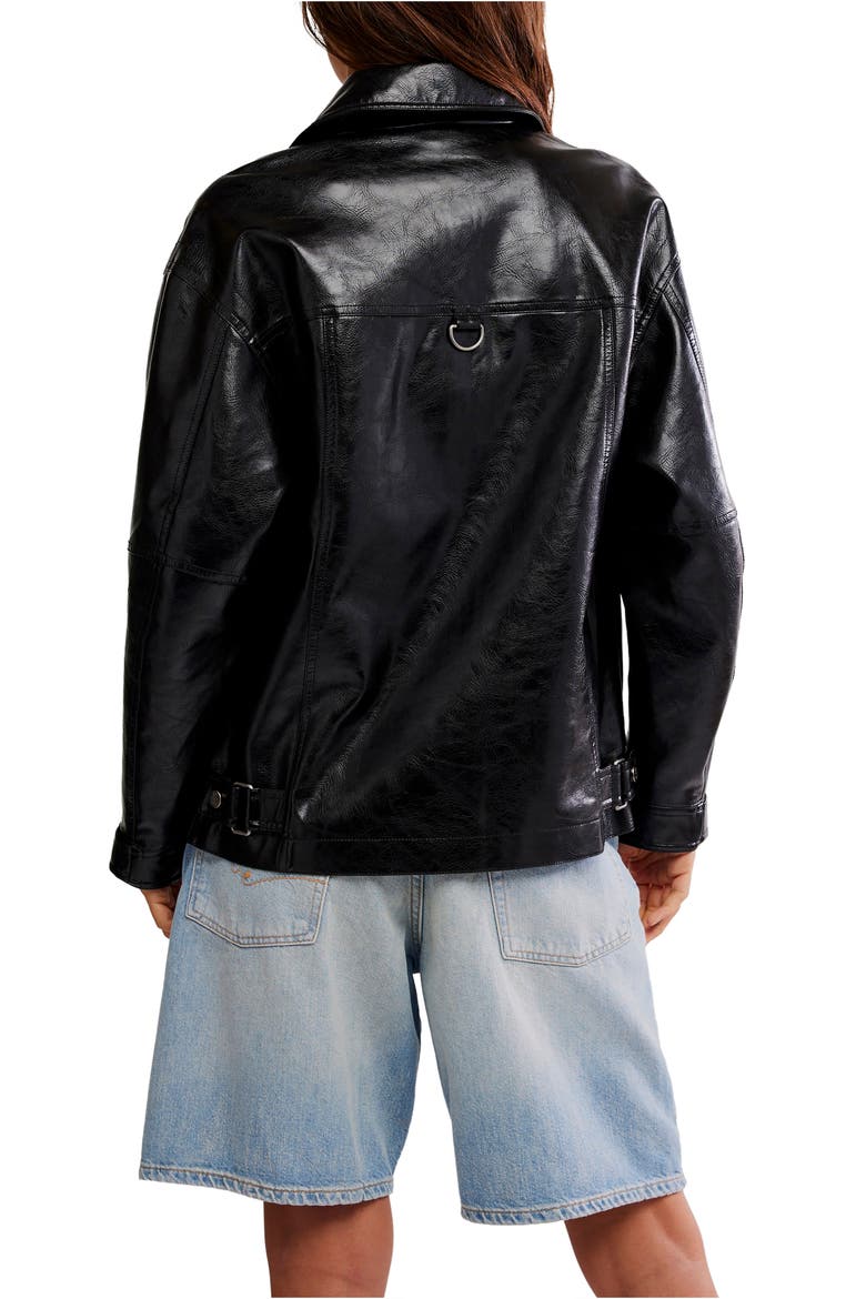 Sloan Faux Leather Jacket, Alternate, color, BLACK