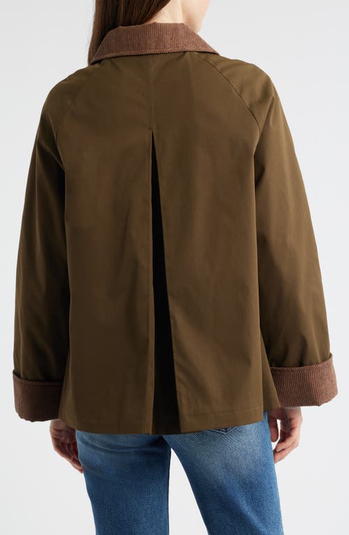 Sam Edelman Corduroy Trim Rain Jacket In Green