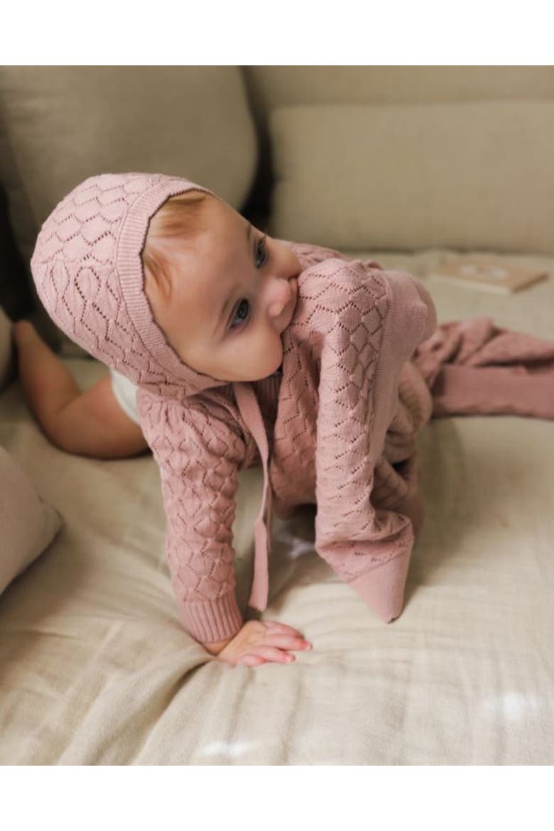 Looms Stitch Collection - Diamond Pointelle Knit Bonnet, Alternate, color, Mauve
