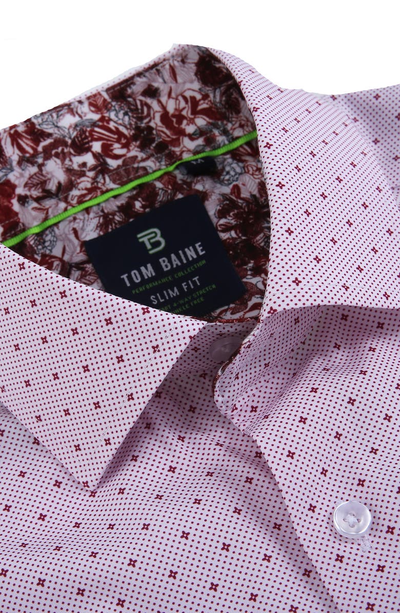 TOM BAINE Slim Fit Performance Short Sleeve Button-Up Shirt, Alternate, color, 
