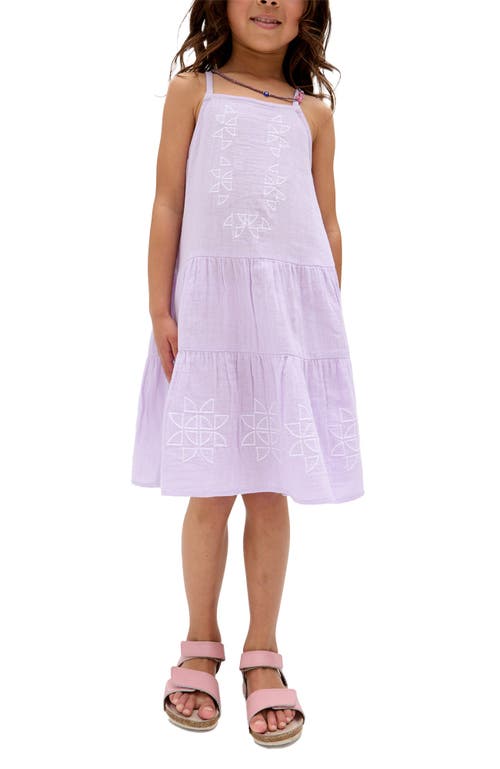 Raffya Kids Camilla Tiered Lace Insert Dress In Purple