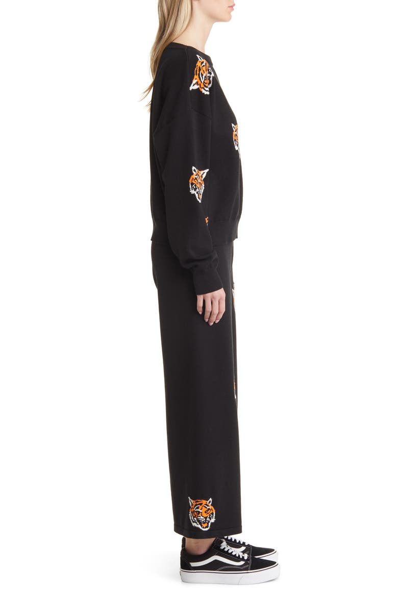 Fierce Knit Sweater & High Waist Wide Leg Pants Set, Alternate, color, BLACK