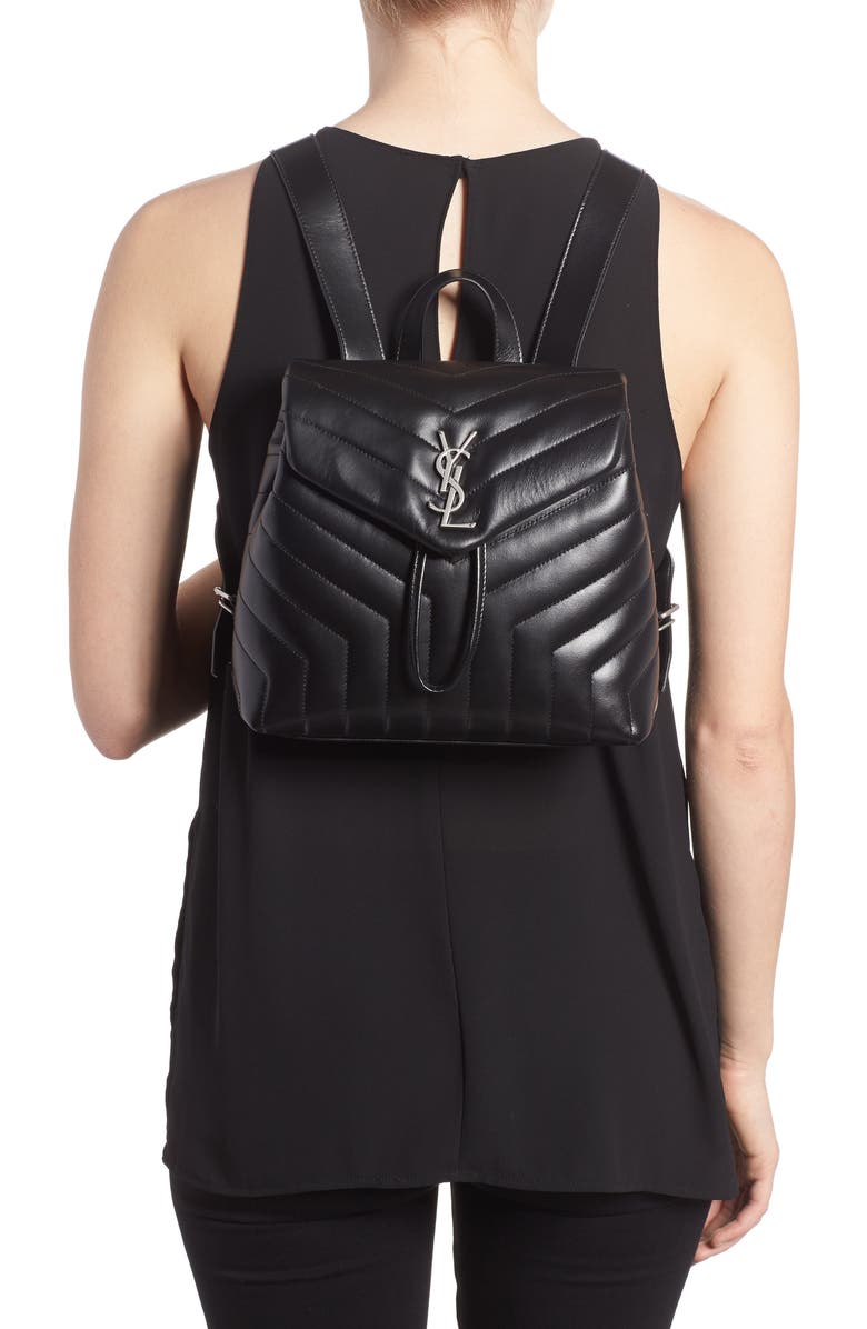 Saint Laurent Small Loulou Quilted Calfskin Leather Backpack, Alternate, color,