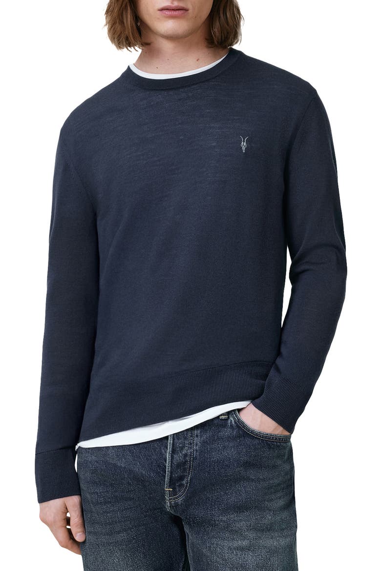 Mode Merino Wool Crewneck Sweater, Main, color, NAVY BLUE
