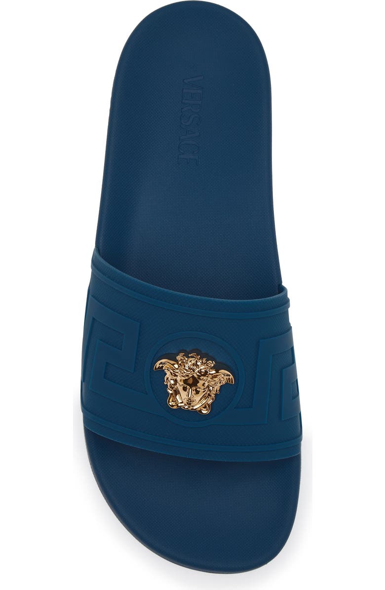 Versace La Medusa Slide Sandal, Alternate, color, Petrol Blue Gold