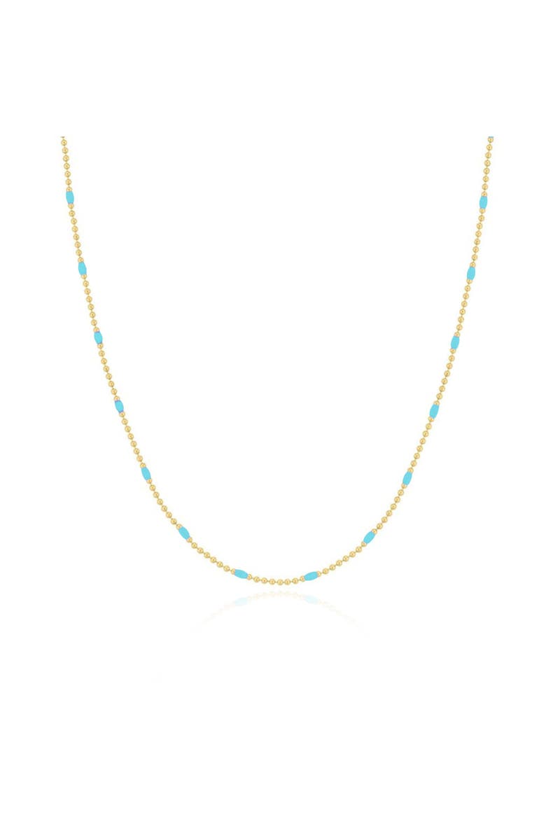 Blue Enamel Nugget Bead Necklace, Main, color, Gold-Plated Sterling Silver