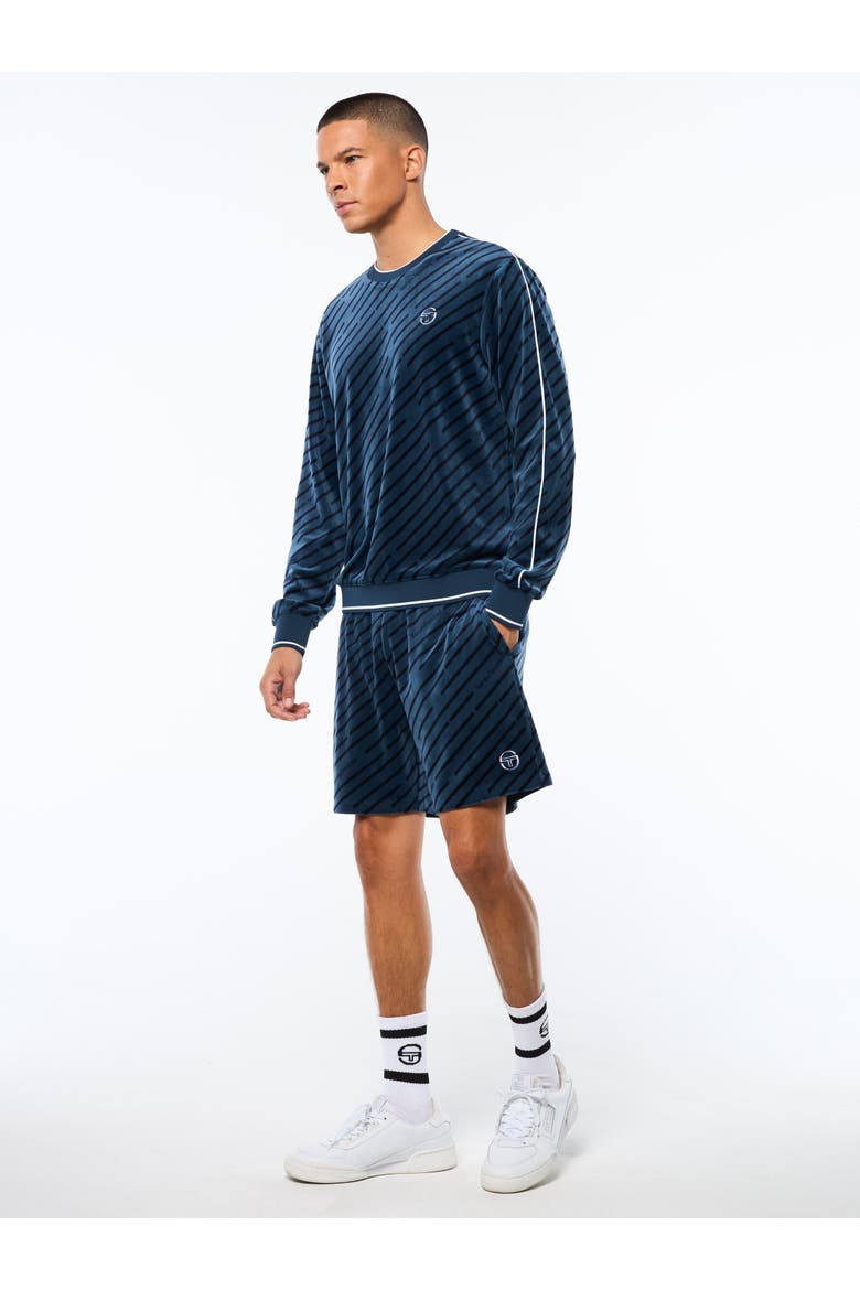 Obliquo Velour Crewneck, Alternate, color, KEY LARGO