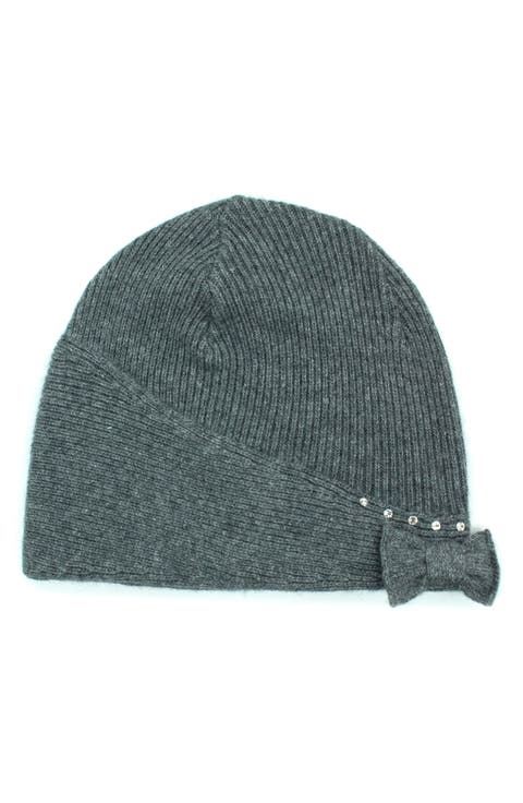 Rhinestone Bow Beanie