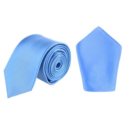 Sutton Solid Color Silk Necktie and Pocket Square Combo