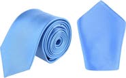 Trafalgar Sutton Solid Color Silk Necktie and Pocket Square Combo