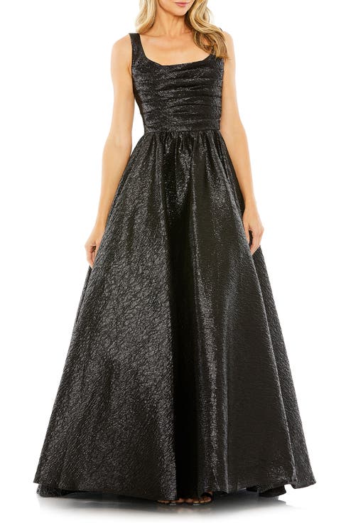 Metallic Pleated Bodice Ballgown