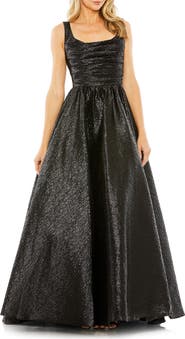 Mac Duggal Metallic Pleated Bodice Ballgown