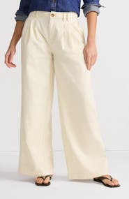 Lands' End Lightweight Denim Mid Rise Pleated Slouchy Jeans