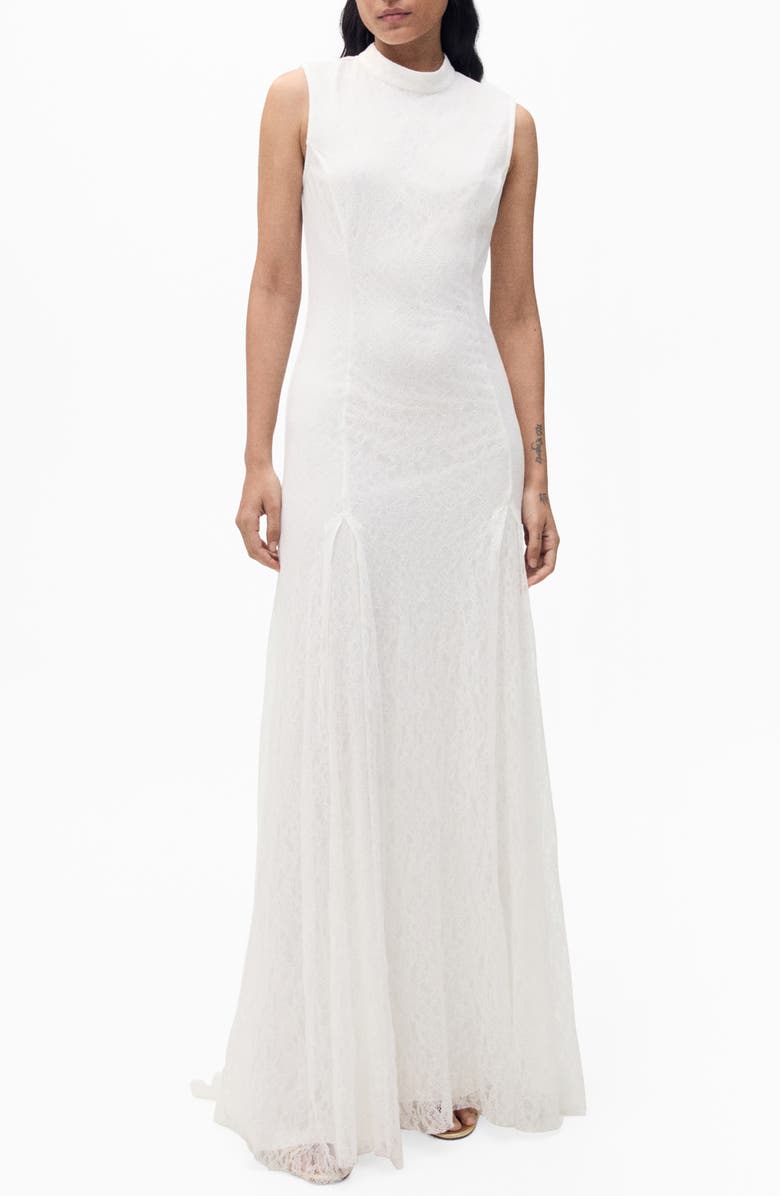 MANGO Lace Godet Sleeveless Gown, Main, color,