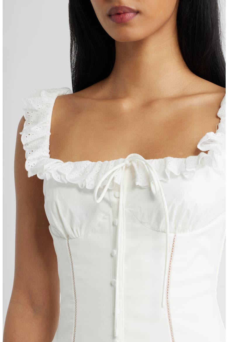 Phoebe Stretch Cotton Broderie Dress, Alternate, color, WHITE