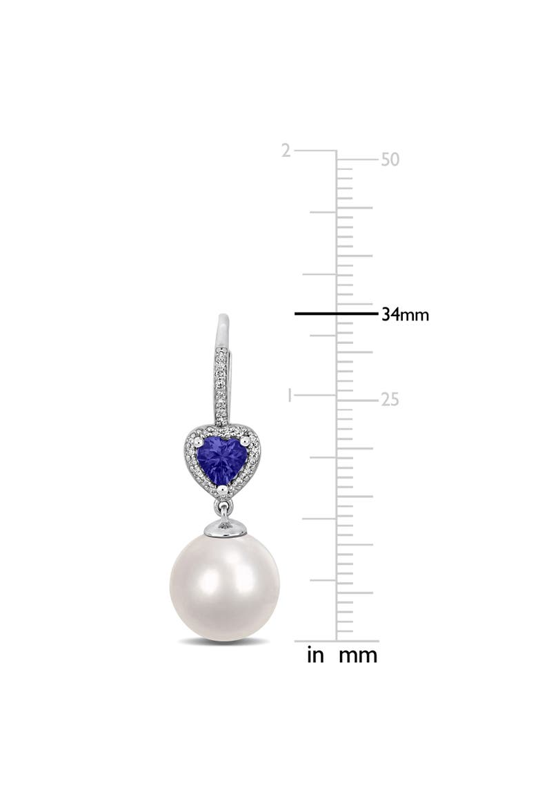 Pearl & Tanzanite Diamond Heart Earrings 10k, Alternate, color, Freshwater Pearl