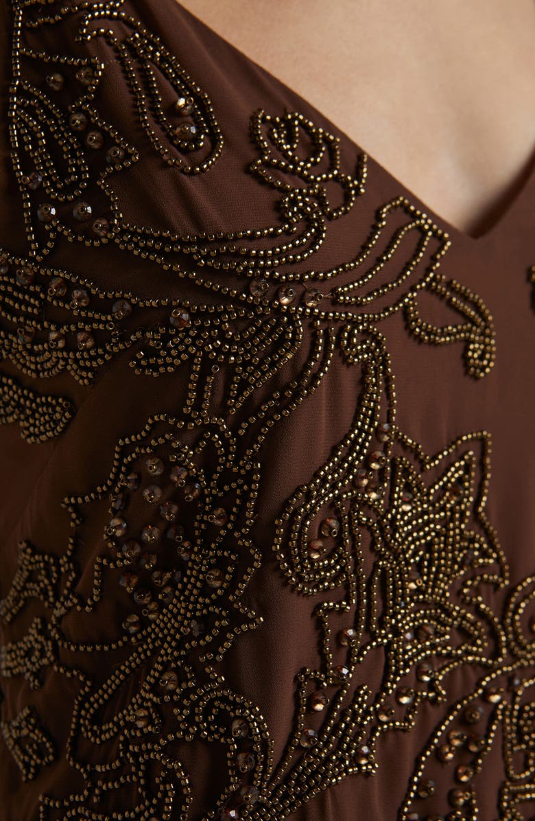 L'AGENCE Kass Beaded Chiffon Camisole, Alternate, color, Pinecone