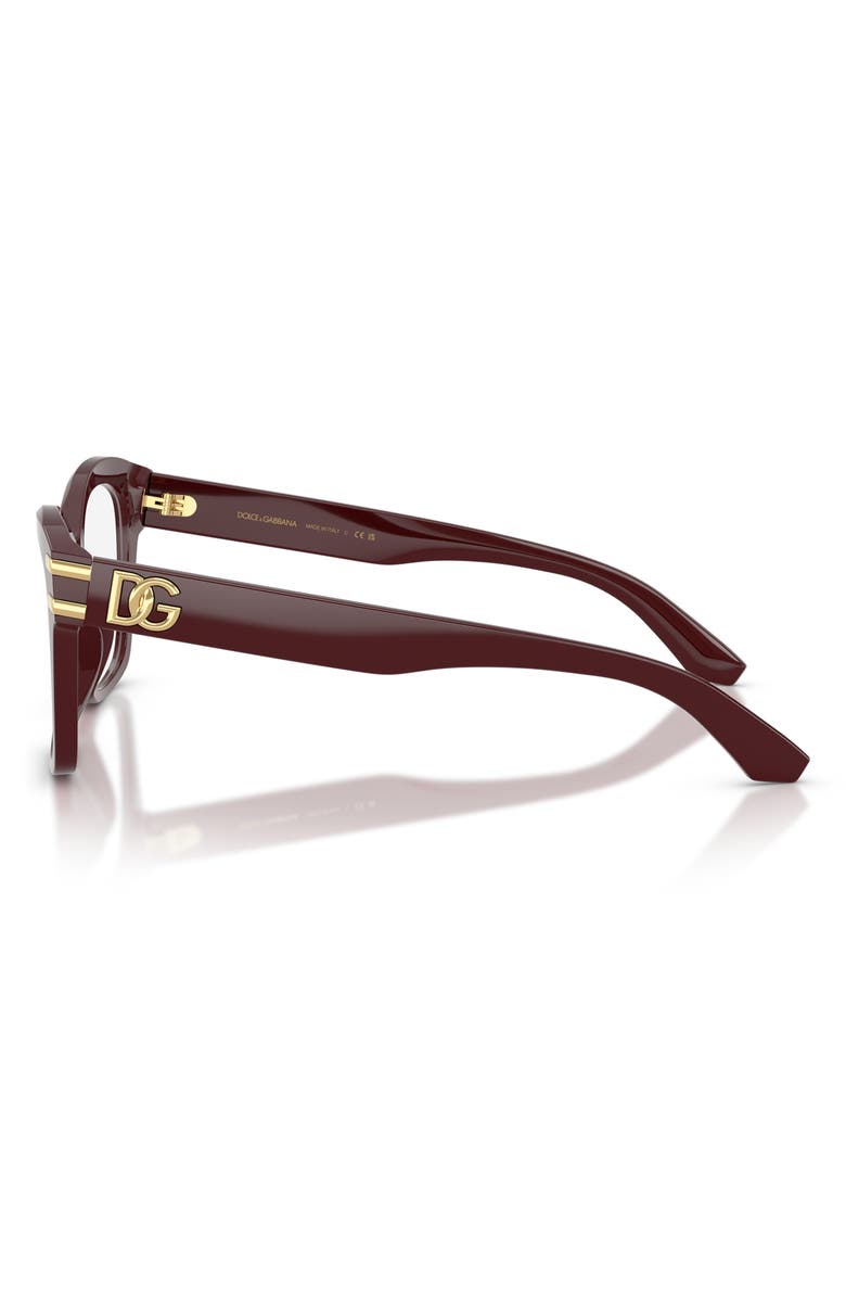 Dolce&Gabbana 54mm Square Optical Glasses, Alternate, color, Bordeaux