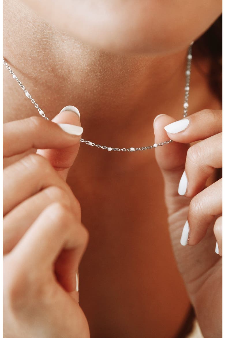White Beaded Choker, Alternate, color, Silver