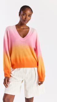 Brodie Pure Cashmere Bali Print 100% Cashmere V Neck Sweater