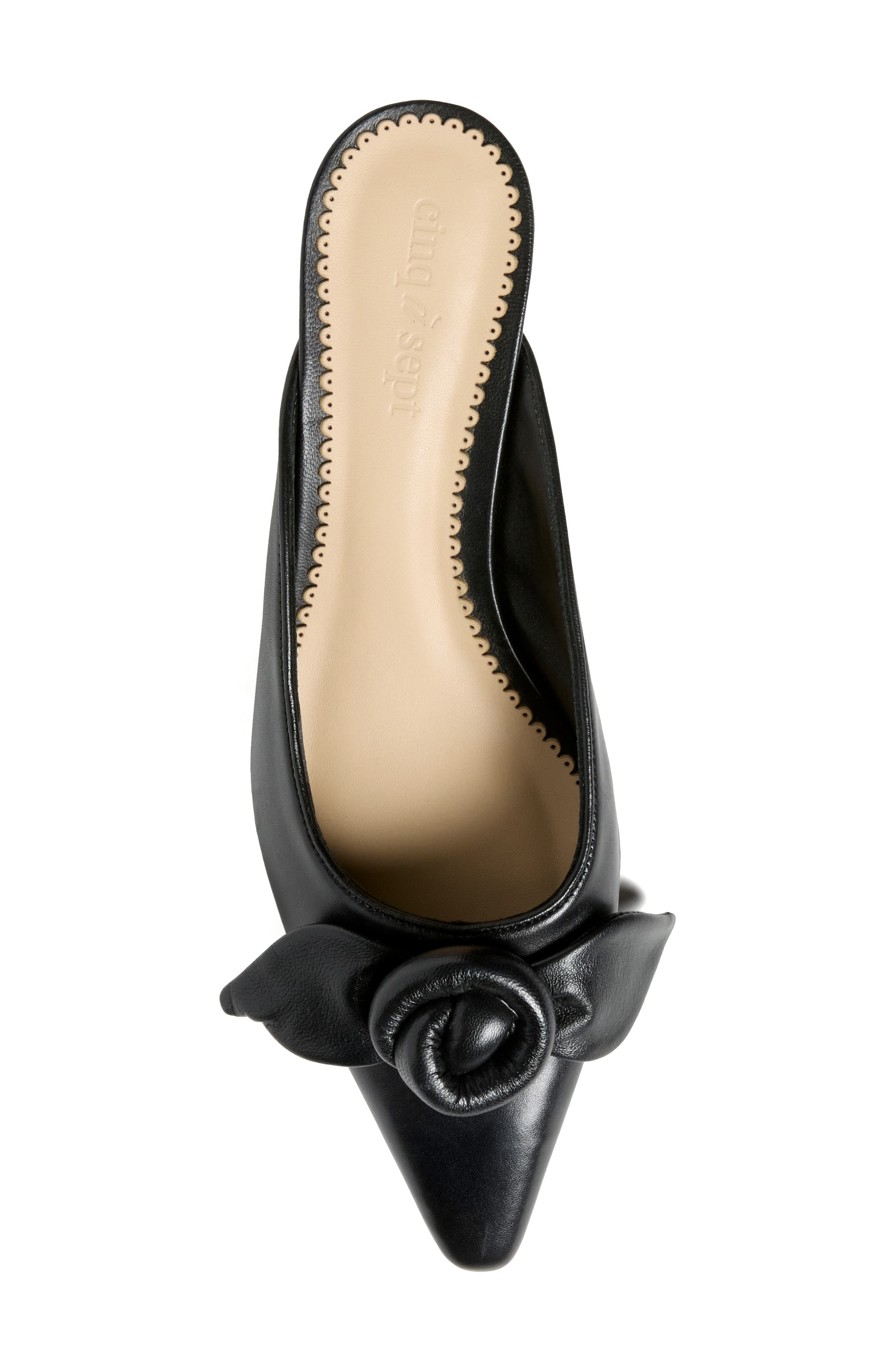 Cinq à Sept Layla Knotted Rose Mule, Alternate, color, Black