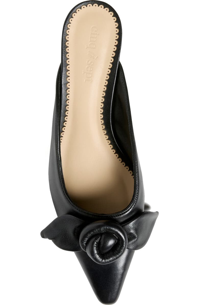 Cinq à Sept Layla Knotted Rose Mule, Alternate, color, Black