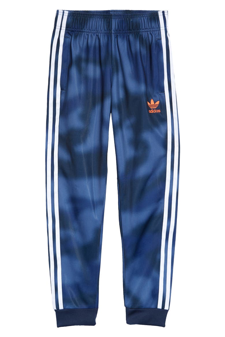 Kids' Allover Print Camo SST Track Pants, Main, color, CREAM BLUE/ MULTCO/ WHITE