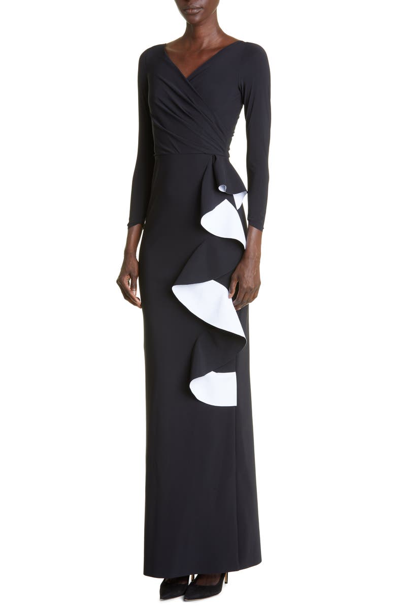 Chiara Boni La Petite Robe Sangiovanna Long Sleeve Ruffle Gown, Alternate, color,