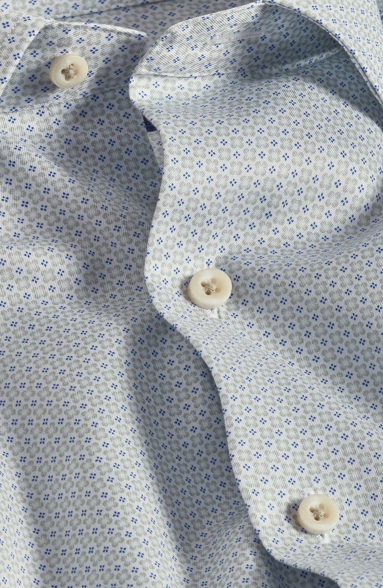 David Donahue Medallion Print Short Sleeve Button-Up Shirt, Alternate, color, Sage/ Blue