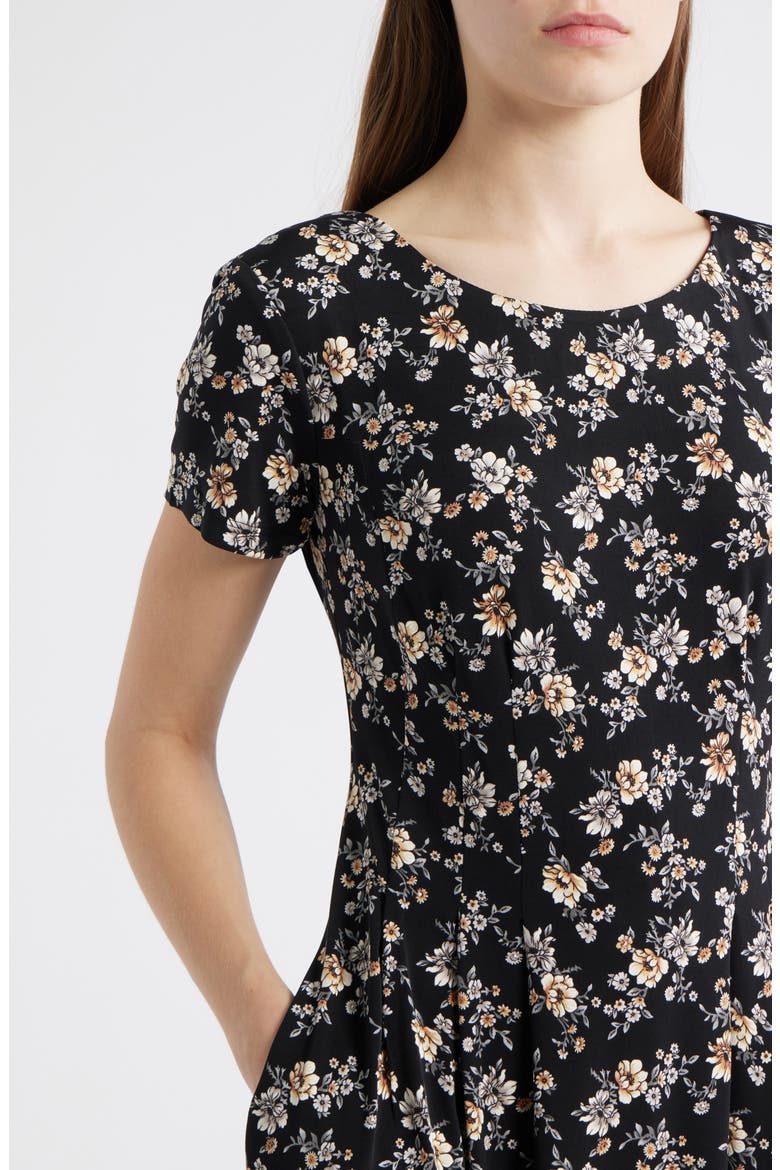 Floral Dress, Alternate, color, BLACK