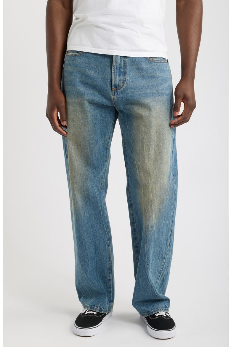 Nelson Faded Straight Leg Jeans, Main, color, GARAGE WASH INDIGO