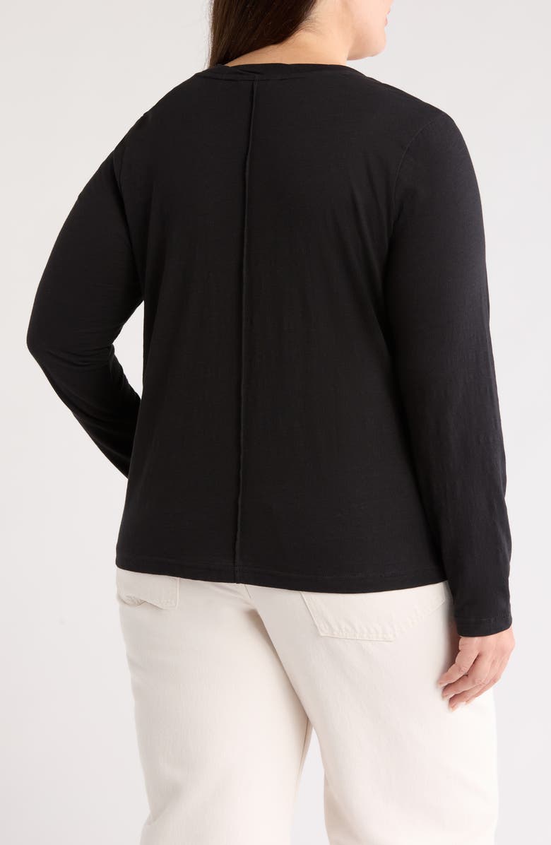 Caslon<sup>®</sup> Twist Crewneck Long Sleeve T-Shirt, Alternate, color, Black