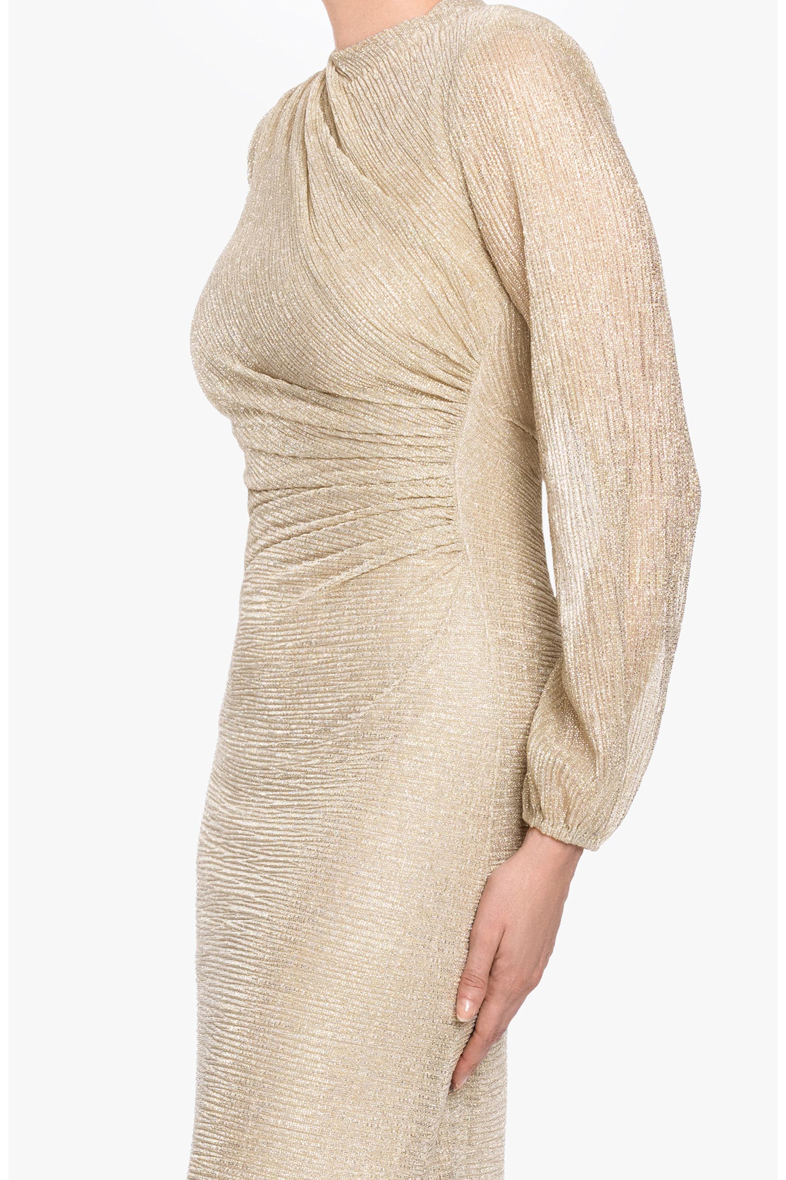 Every Trumpit Note Betsy & Adam Metallic Crinkle Ruched Long Sleeve Trumpet Gown (Women ...