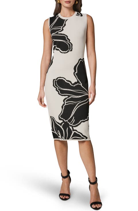Floral Sleeveless Jacquard Midi Dress