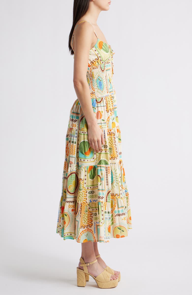 MOON RIVER Print Tiered Maxi Dress, Alternate, color, Orange Multi