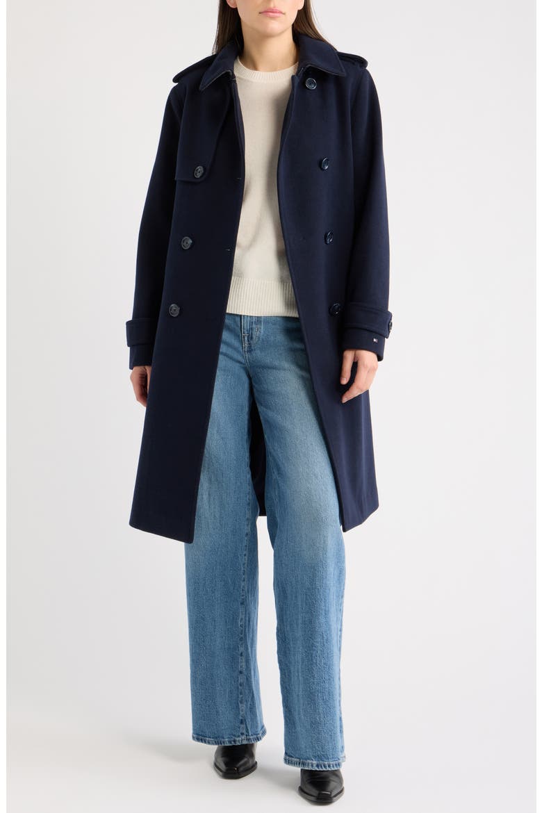 Belted Trench Coat, Alternate, color, NAVY TWILL