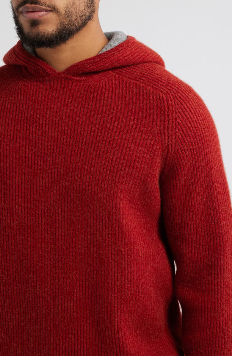 Lorenzo Uomo Ribbed Wool & Cashmere Hoodie, Alternate, color, 