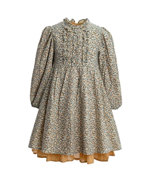 Sweet Cactus Kids' Floral Layered Dress In Green