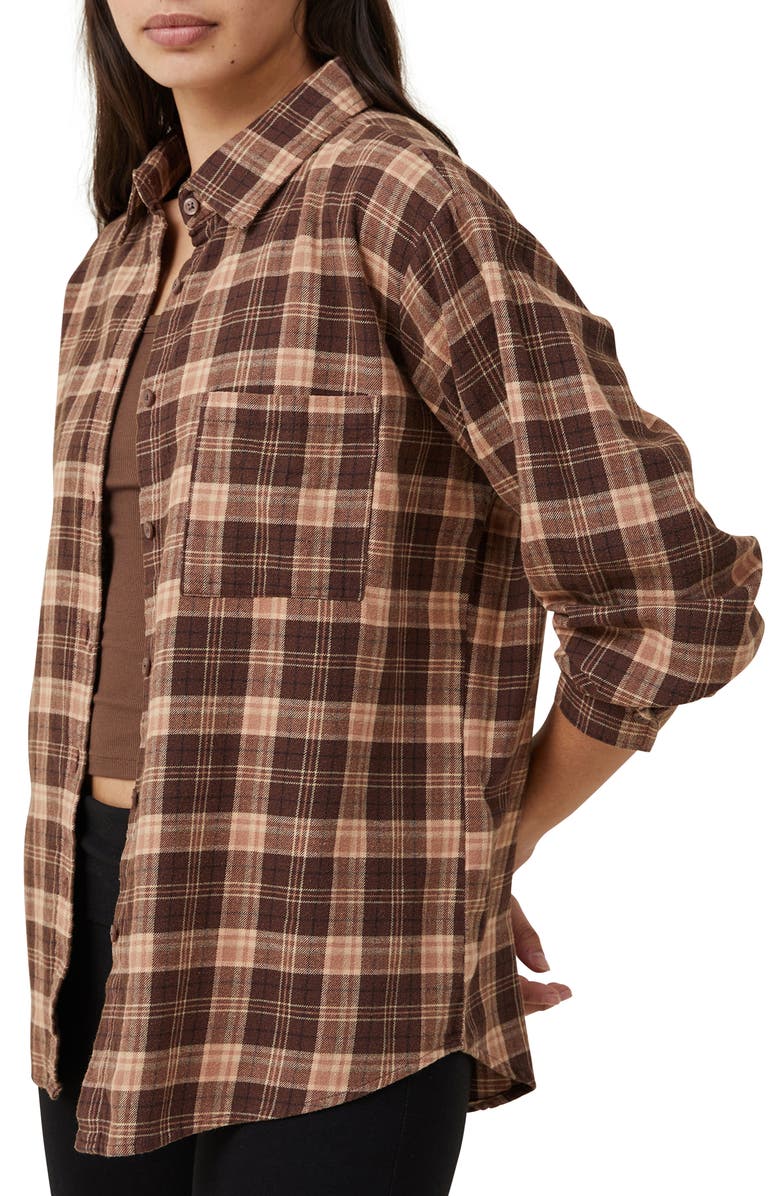 Cotton On Plaid Brushed Cotton Flannel Button-Up Shirt, Main, color, 